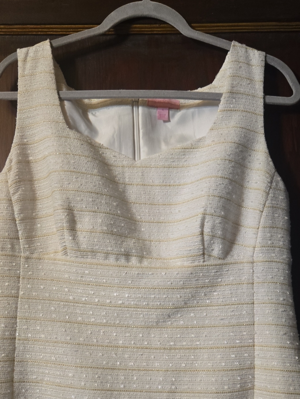Sleeveless Lilly Pulitzer White Gold Tweed Dress